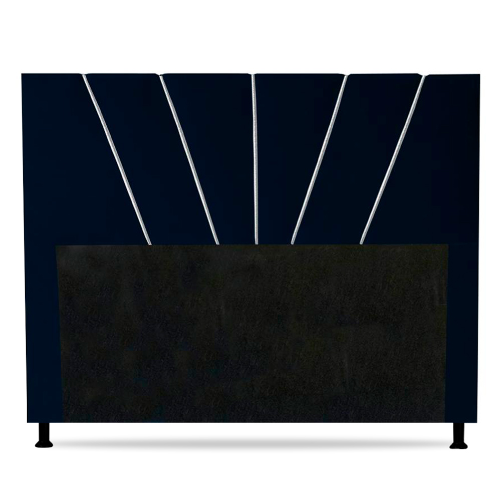 Cabeceira Cama Box Casal Queen Size Dallas 160cm Veludo Azul Marinho - Desk Design