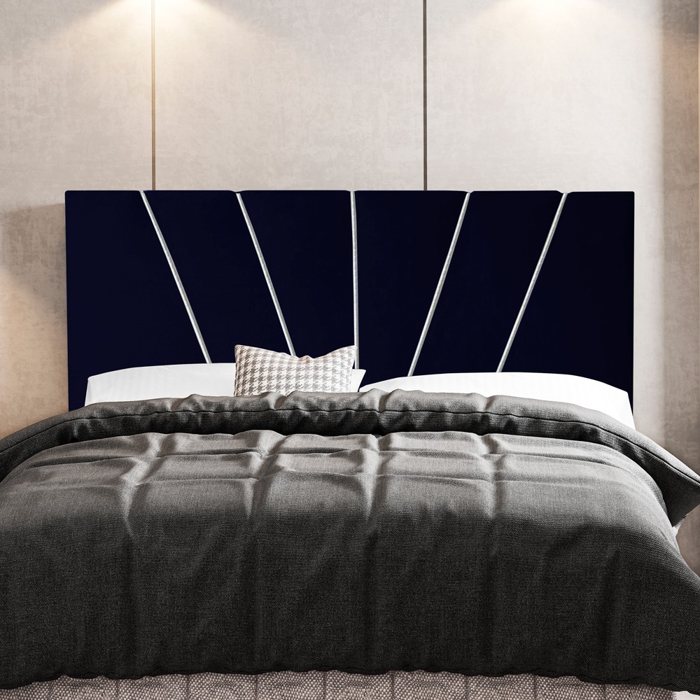 Cabeceira Cama Box Casal Queen Size Dallas 160cm Veludo Azul Marinho - Desk Design