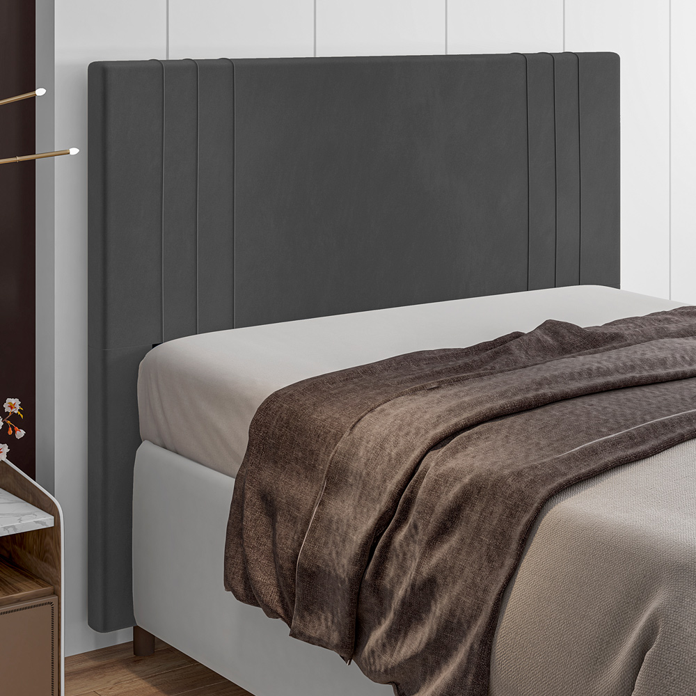 Cabeceira Cama Box Casal Queen Size Ferrara 160cm Suede Cinza - Desk Design