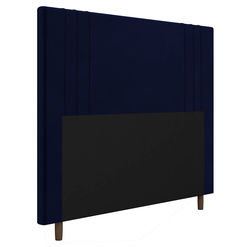 Cabeceira Cama Box Casal Queen Size Ferrara 160cm Veludo Azul Marinho - Desk Design