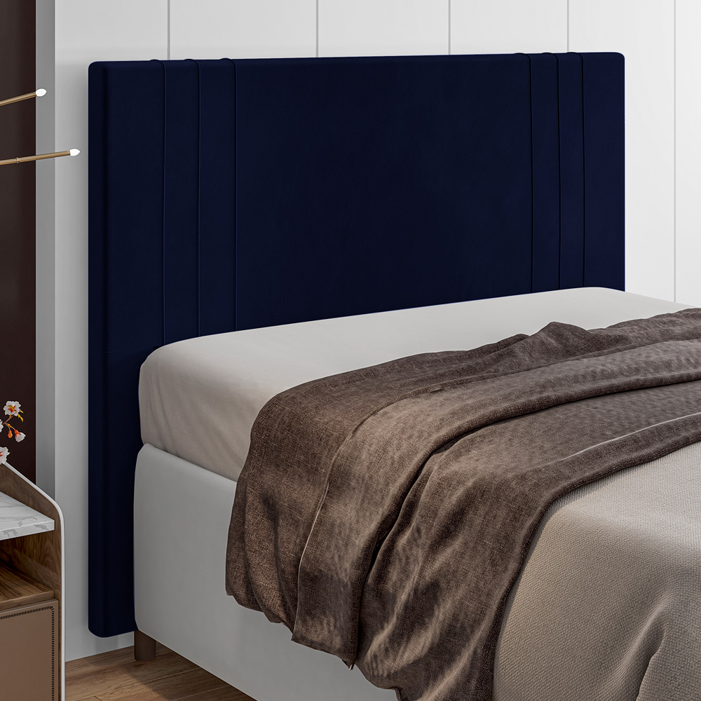 Cabeceira Cama Box Casal Queen Size Ferrara 160cm Veludo Azul Marinho - Desk Design