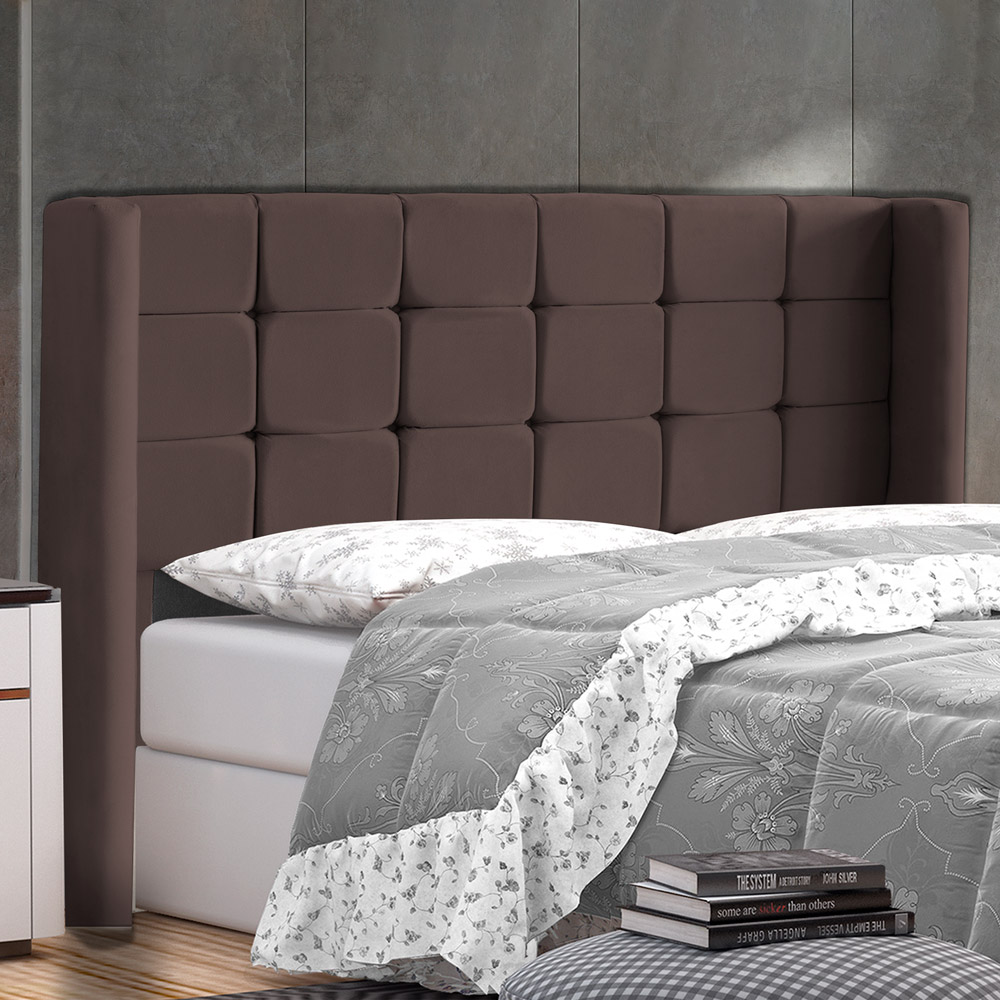 Cabeceira Cama Box Casal Queen Size Gioconda 160cm Com Frame Suede Marrom - Desk Design