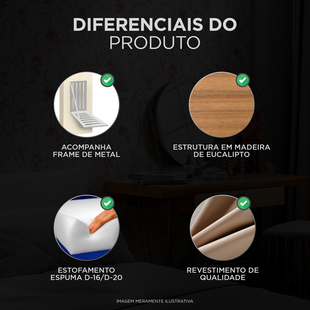 Cabeceira Cama Box Casal Queen Size Gioconda 160cm Com Frame Suede Marrom - Desk Design