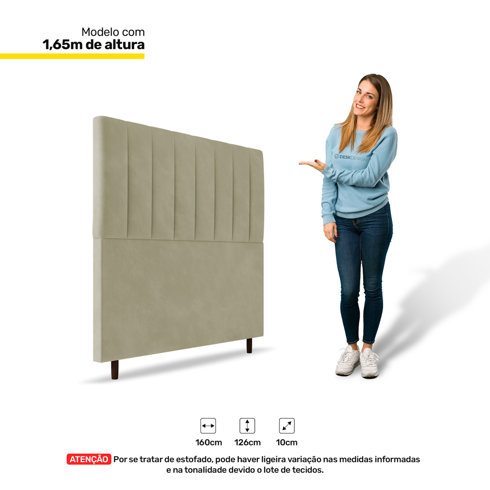 Cabeceira Cama Box Casal Queen Size Itália 160cm Corano Bege - Desk Design