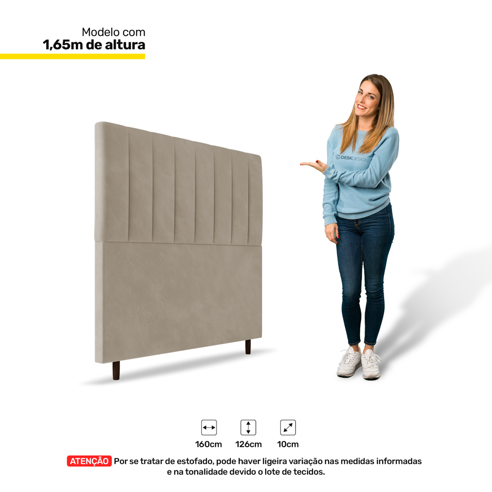 Cabeceira Cama Box Casal Queen Size Itália 160cm Suede Bege - Desk Design