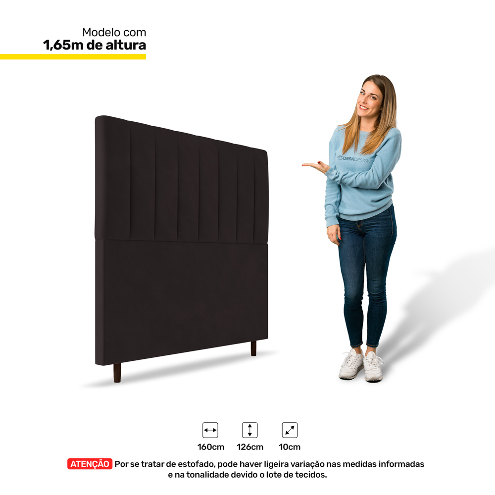 Cabeceira Cama Box Casal Queen Size Itália 160cm Suede Marrom - Desk Design
