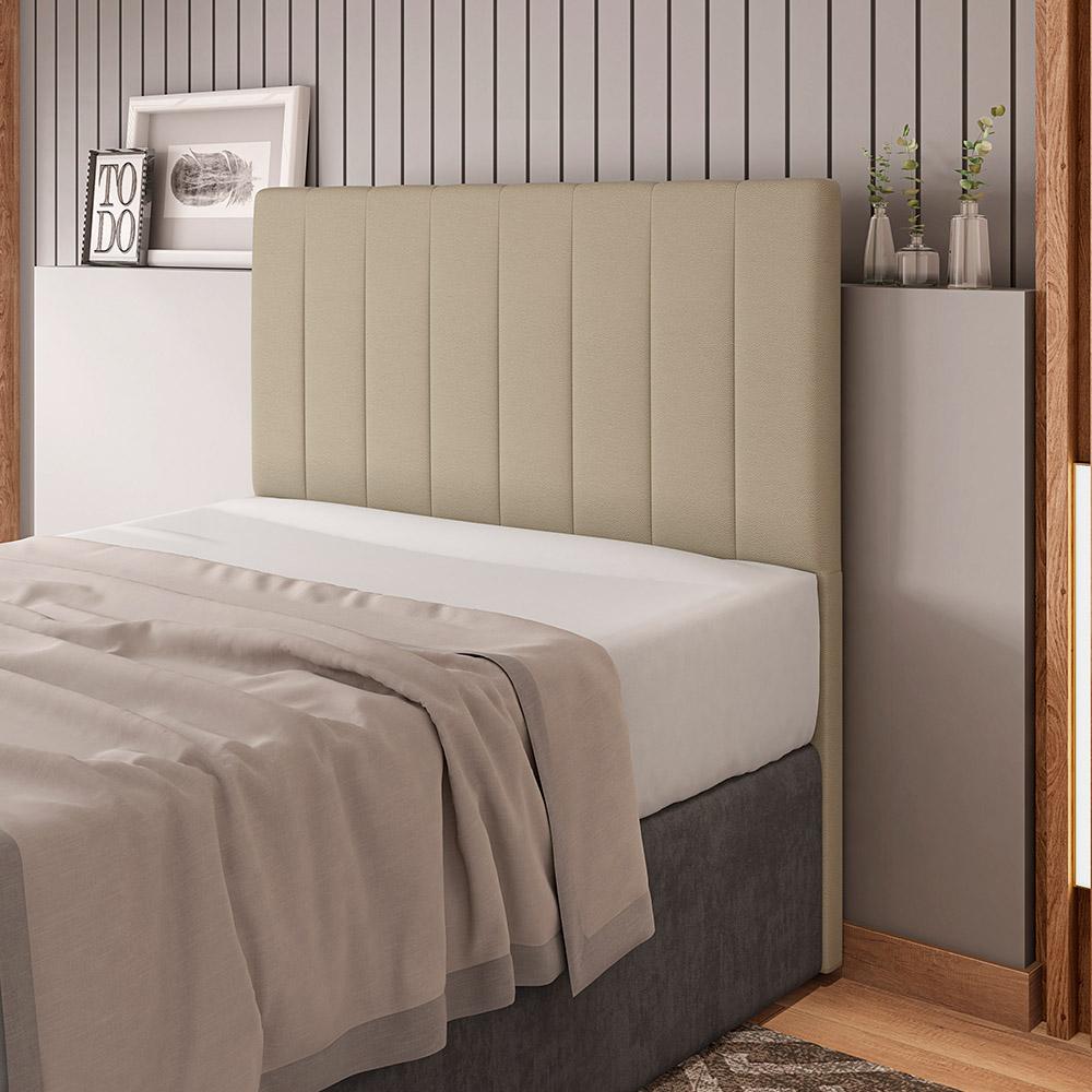 Cabeceira Cama Box Casal Queen Size Ivana 160cm Sintético Bege - Desk Design