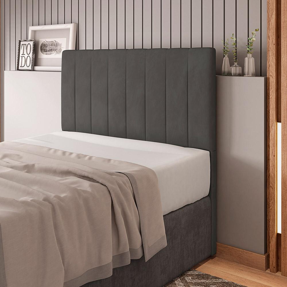 Cabeceira Cama Box Casal Queen Size Ivana 160cm Veludo Cinza - Desk Design