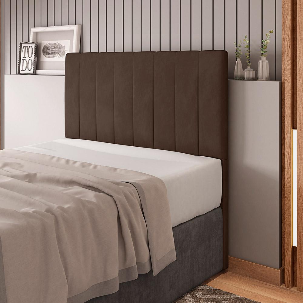 Cabeceira Cama Box Casal Queen Size Ivana 160cm Veludo Marrom - Desk Design