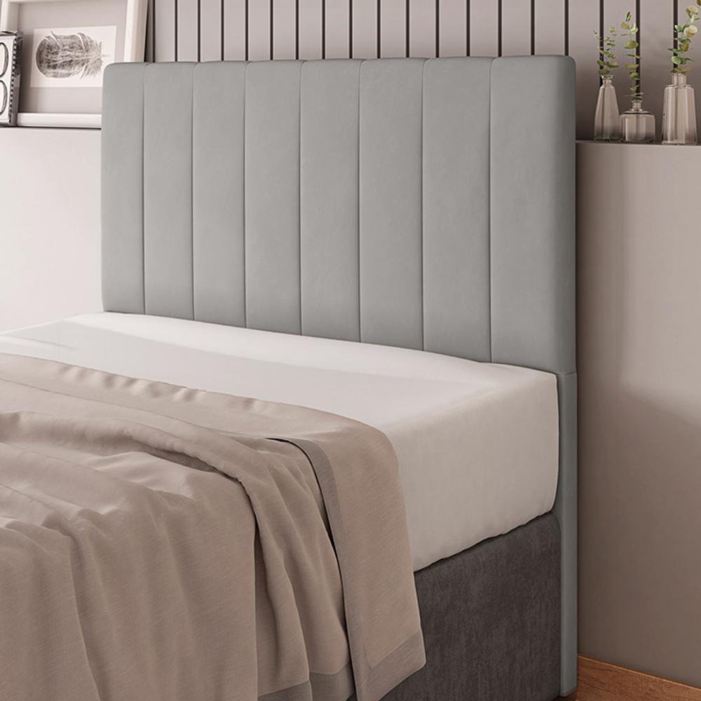 Cabeceira Cama Box Casal Queen Size Ivana 160cm Veludo Prata - Desk Design