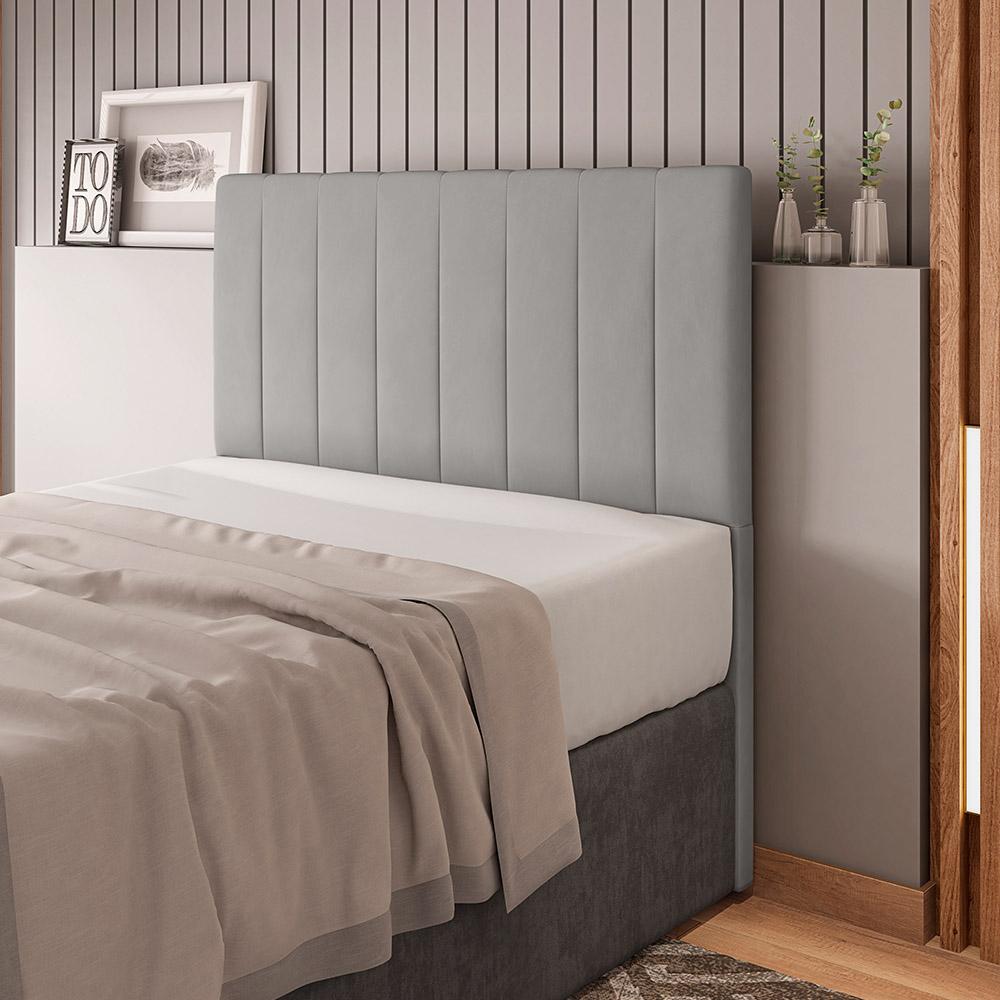 Cabeceira Cama Box Casal Queen Size Ivana 160cm Veludo Prata - Desk Design