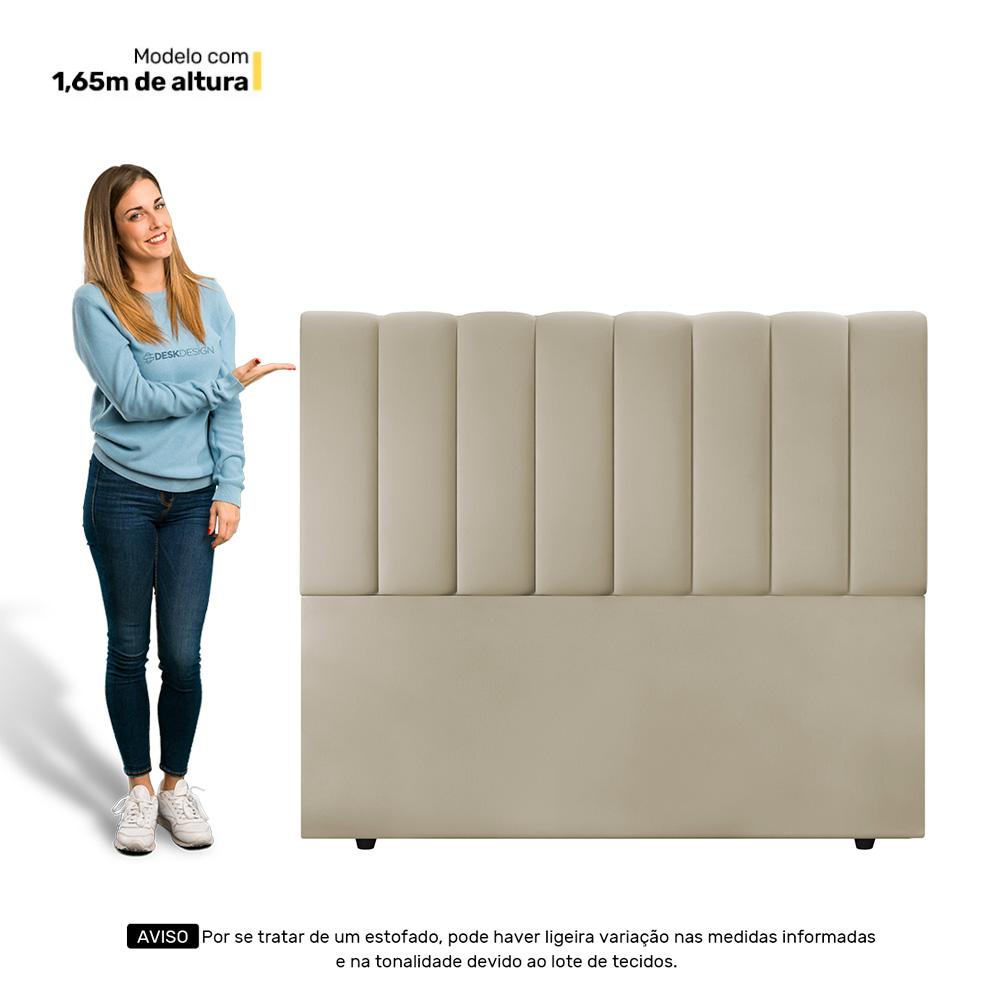 Cabeceira Cama Box Casal Queen Size Kharla 160cm Veludo Bege - Desk Design