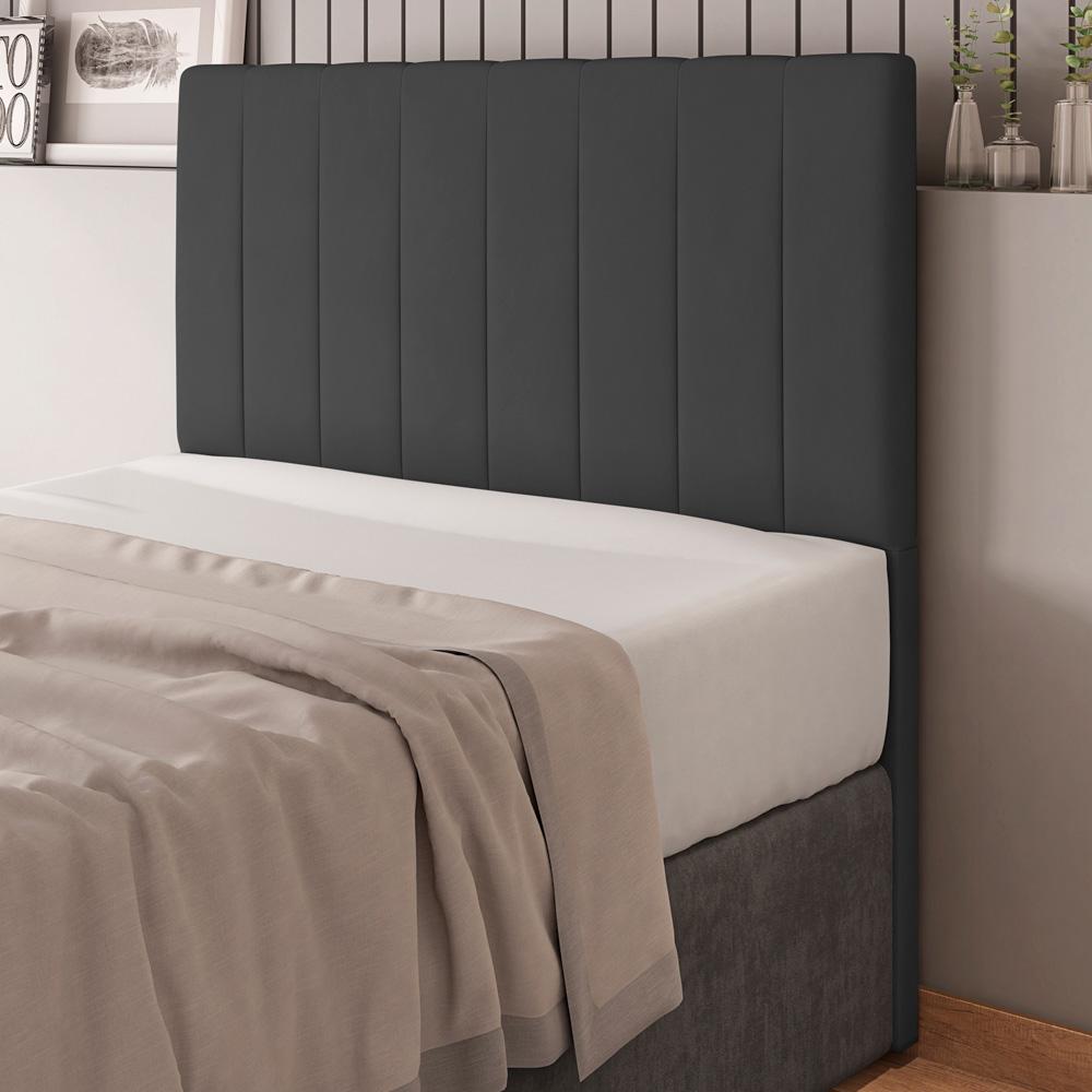 Cabeceira Cama Box Casal Queen Size Kharla 160cm Veludo Cinza - Desk Design