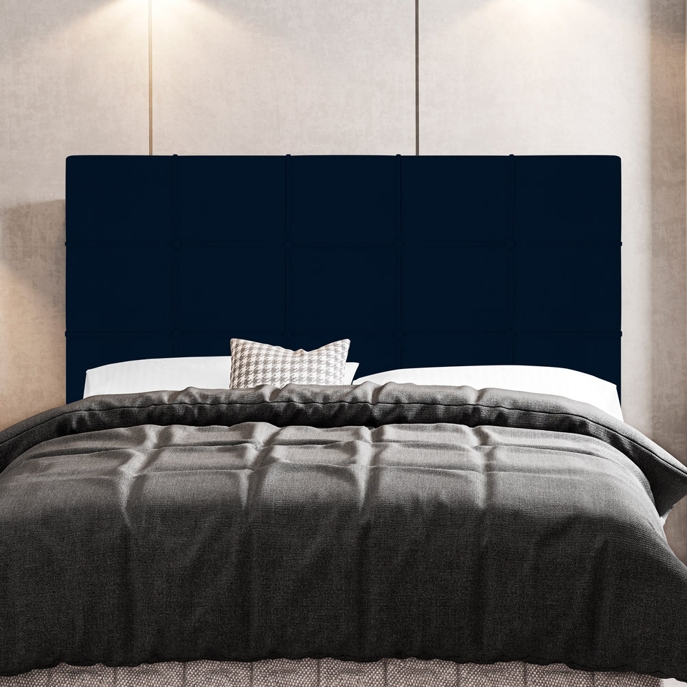 Cabeceira Cama Box Casal Queen Size Leiria 160cm Veludo Azul Marinho - Desk Design