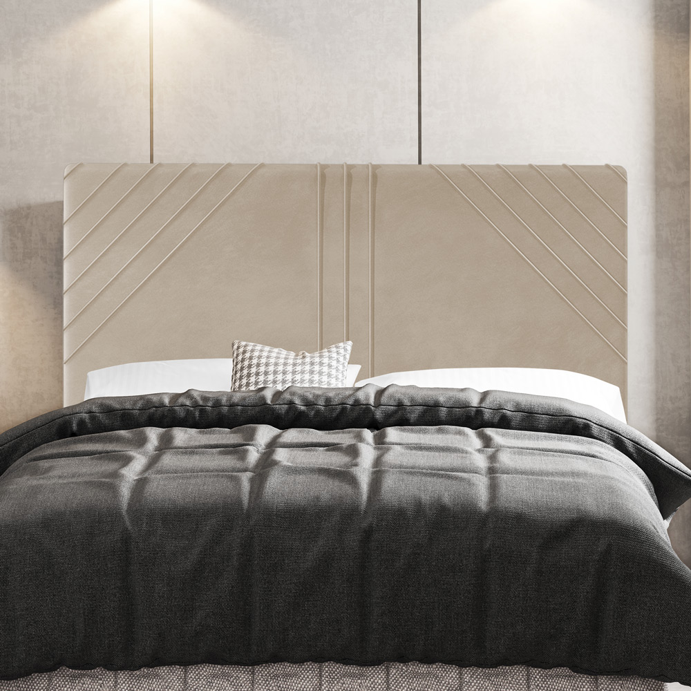 Cabeceira Cama Box Casal Queen Size Lisboa 160cm Suede Bege - Desk Design