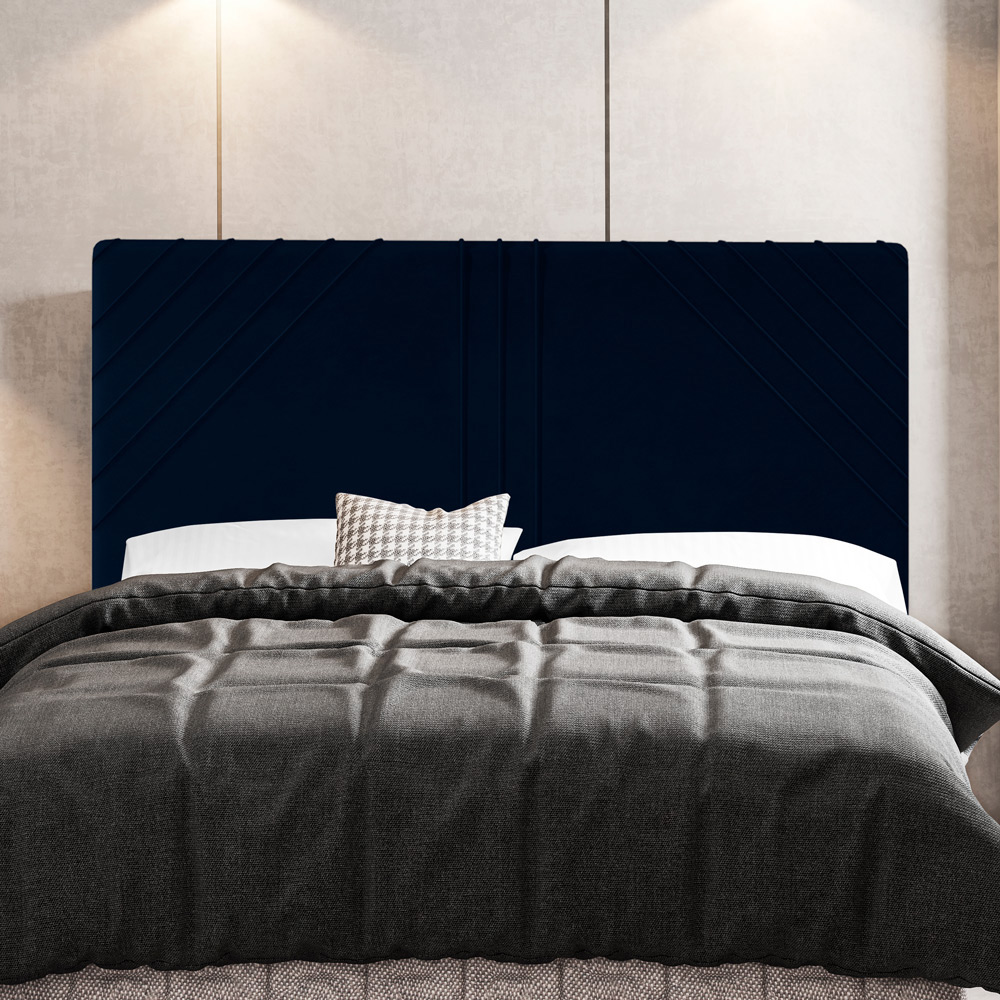 Cabeceira Cama Box Casal Queen Size Lisboa 160cm Veludo Azul Marinho - Desk Design