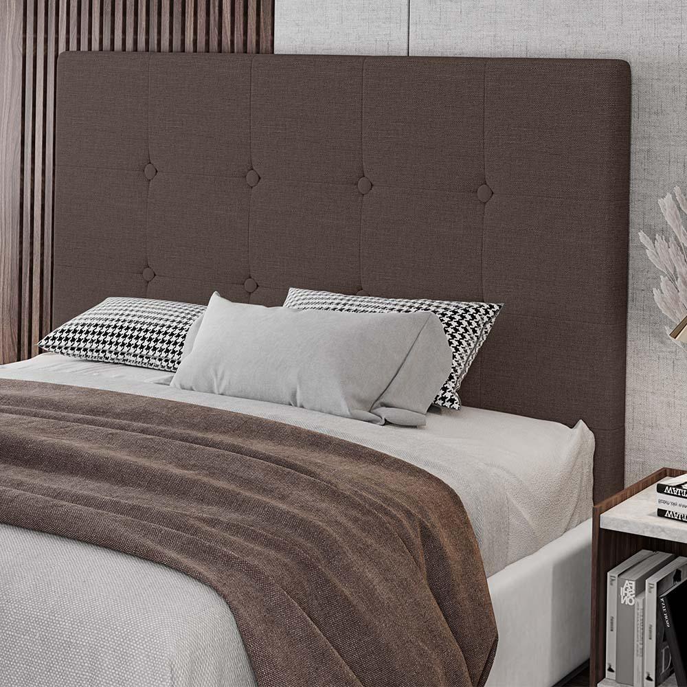 Cabeceira Cama Box Casal Queen Size Luana 160cm Linho Marrom - Desk Design