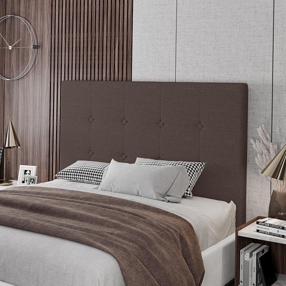 Cabeceira Cama Box Casal Queen Size Luana 160cm Linho Marrom - Desk Design