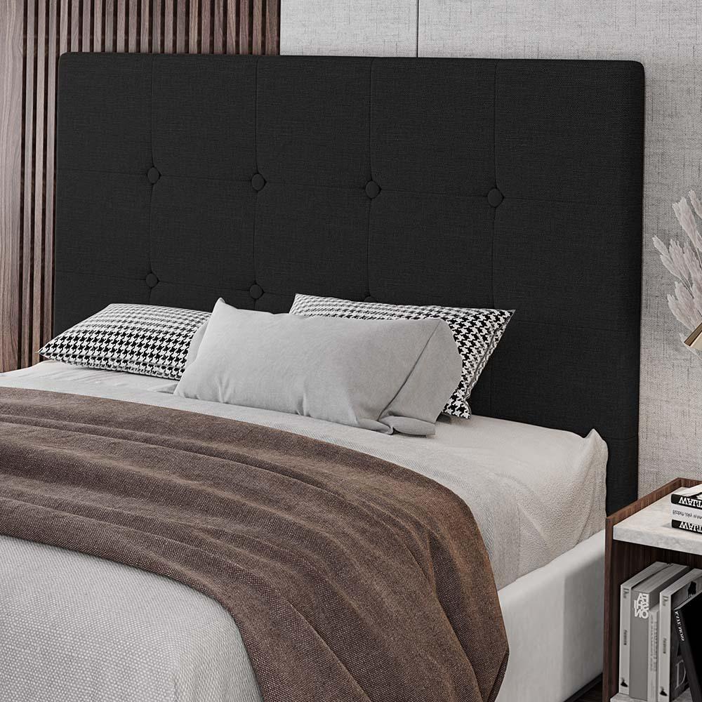 Cabeceira Cama Box Casal Queen Size Luana 160cm Linho Preto - Desk Design