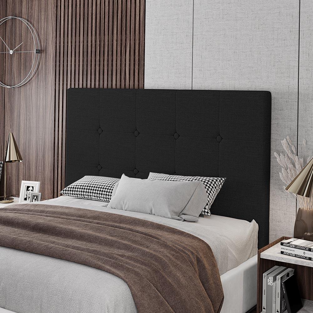 Cabeceira Cama Box Casal Queen Size Luana 160cm Linho Preto - Desk Design