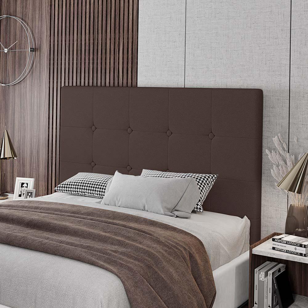 Cabeceira Cama Box Casal Queen Size Luana 160cm Sintético Marrom - Desk Design