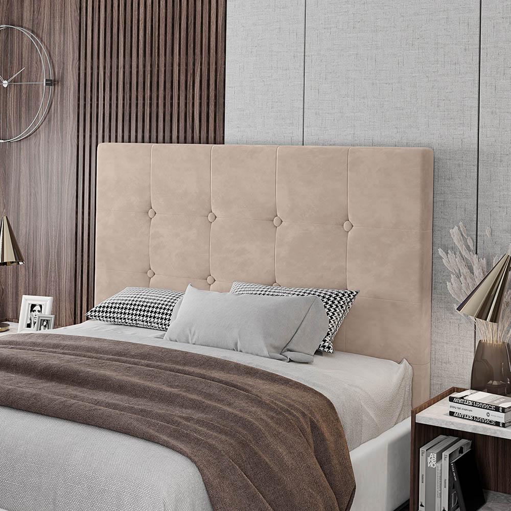Cabeceira Cama Box Casal Queen Size Luana 160cm Veludo Bege - Desk Design