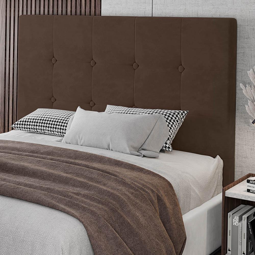 Cabeceira Cama Box Casal Queen Size Luana 160cm Veludo Marrom - Desk Design