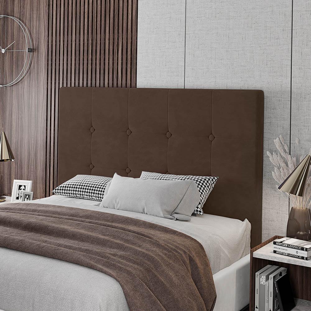 Cabeceira Cama Box Casal Queen Size Luana 160cm Veludo Marrom - Desk Design
