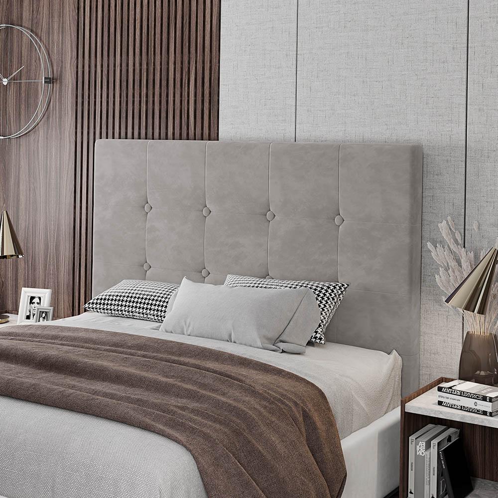 Cabeceira Cama Box Casal Queen Size Luana 160cm Veludo Prata - Desk Design