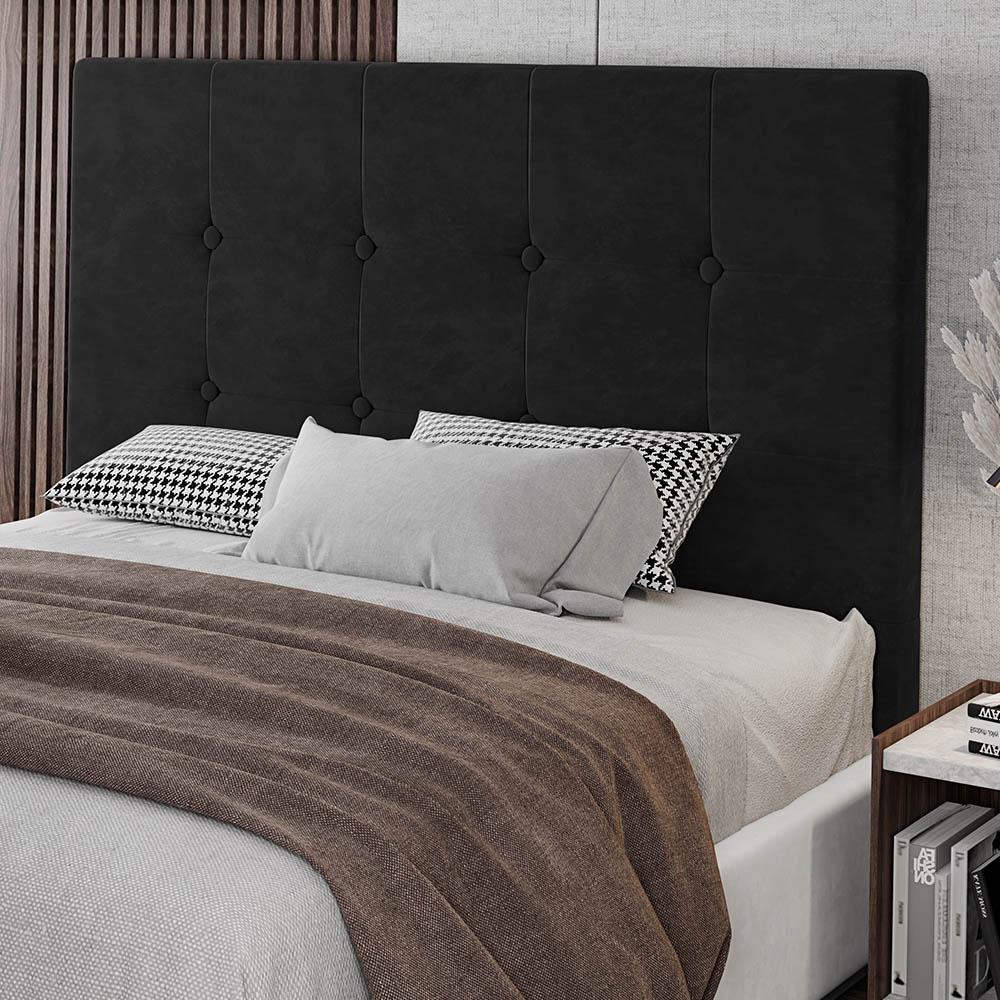 Cabeceira Cama Box Casal Queen Size Luana 160cm Veludo Preto - Desk Design