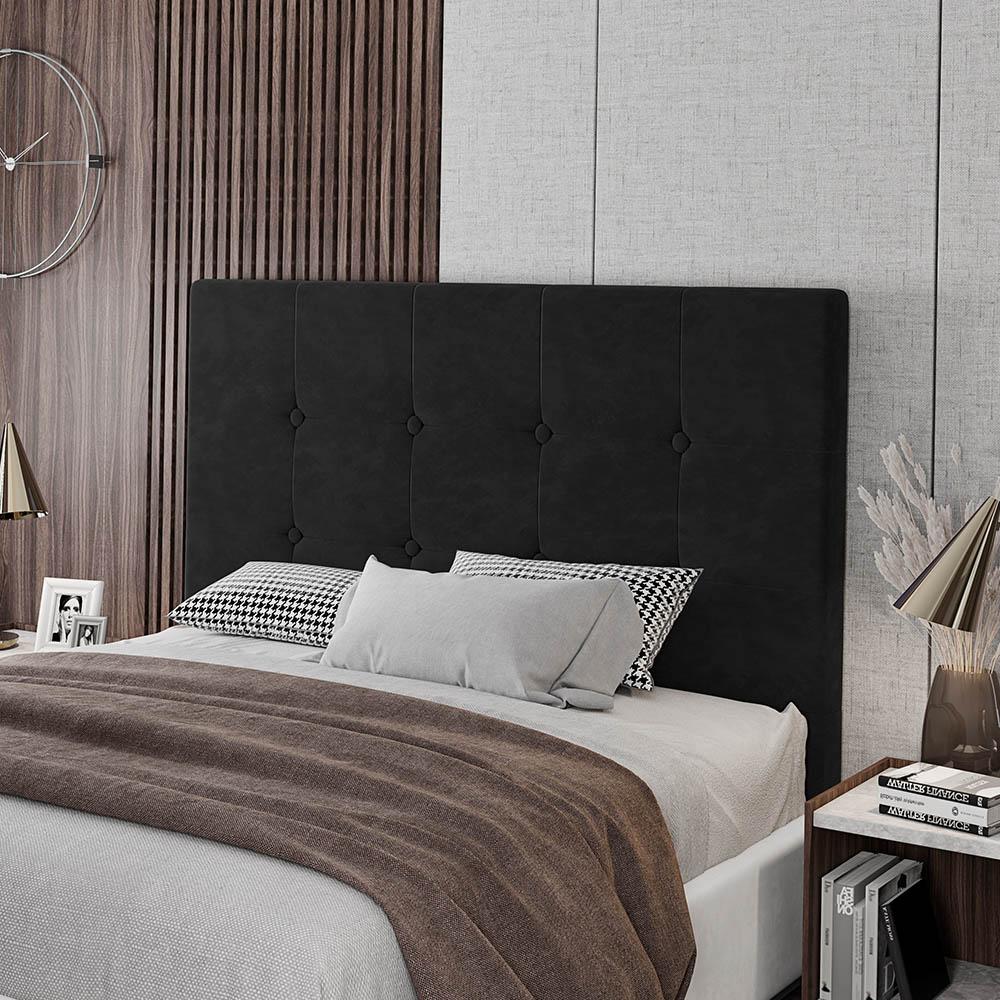 Cabeceira Cama Box Casal Queen Size Luana 160cm Veludo Preto - Desk Design