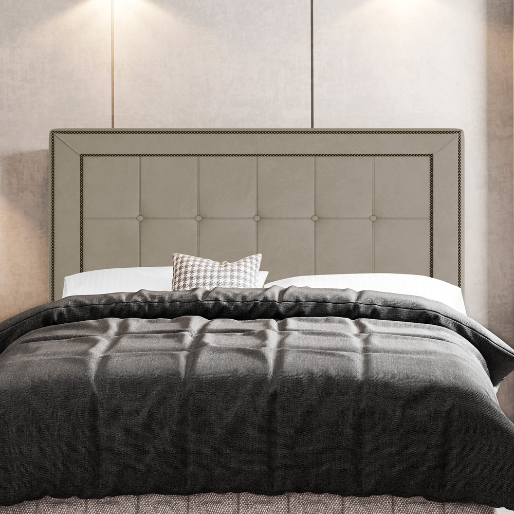 Cabeceira Cama Box Casal Queen Size Luxor 160cm com Tachas e Frame Corano Bege - Desk Design