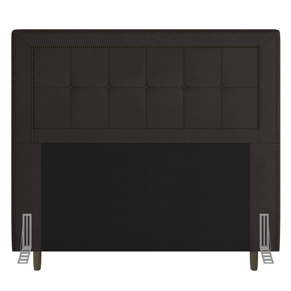 Cabeceira Cama Box Casal Queen Size Luxor 160cm com Tachas e Frame Corano Marrom - Desk Design