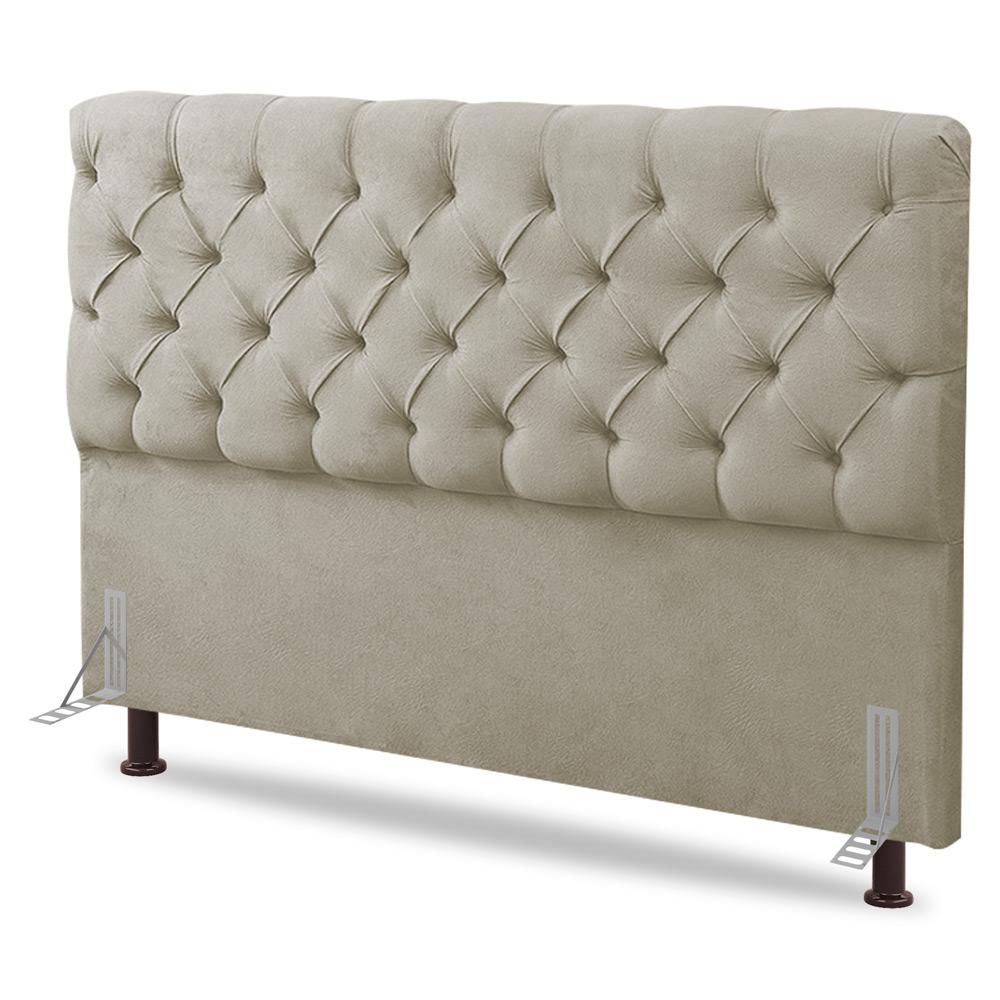 Cabeceira Cama Box Casal Queen Size Lylla 160cm Capitonê com Frame Sintético Bege - Desk Design