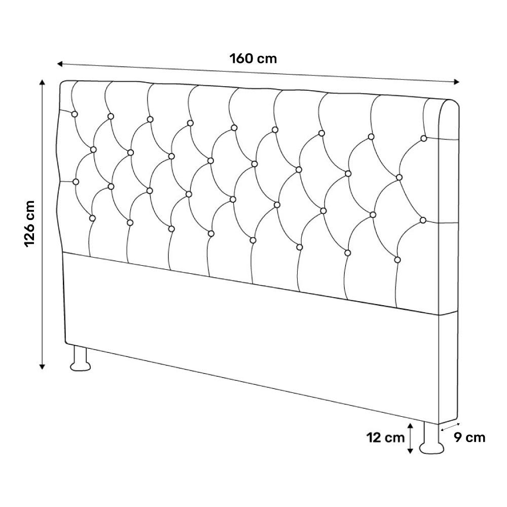 Cabeceira Cama Box Casal Queen Size Lylla 160cm Capitonê com Frame Sintético Bege - Desk Design
