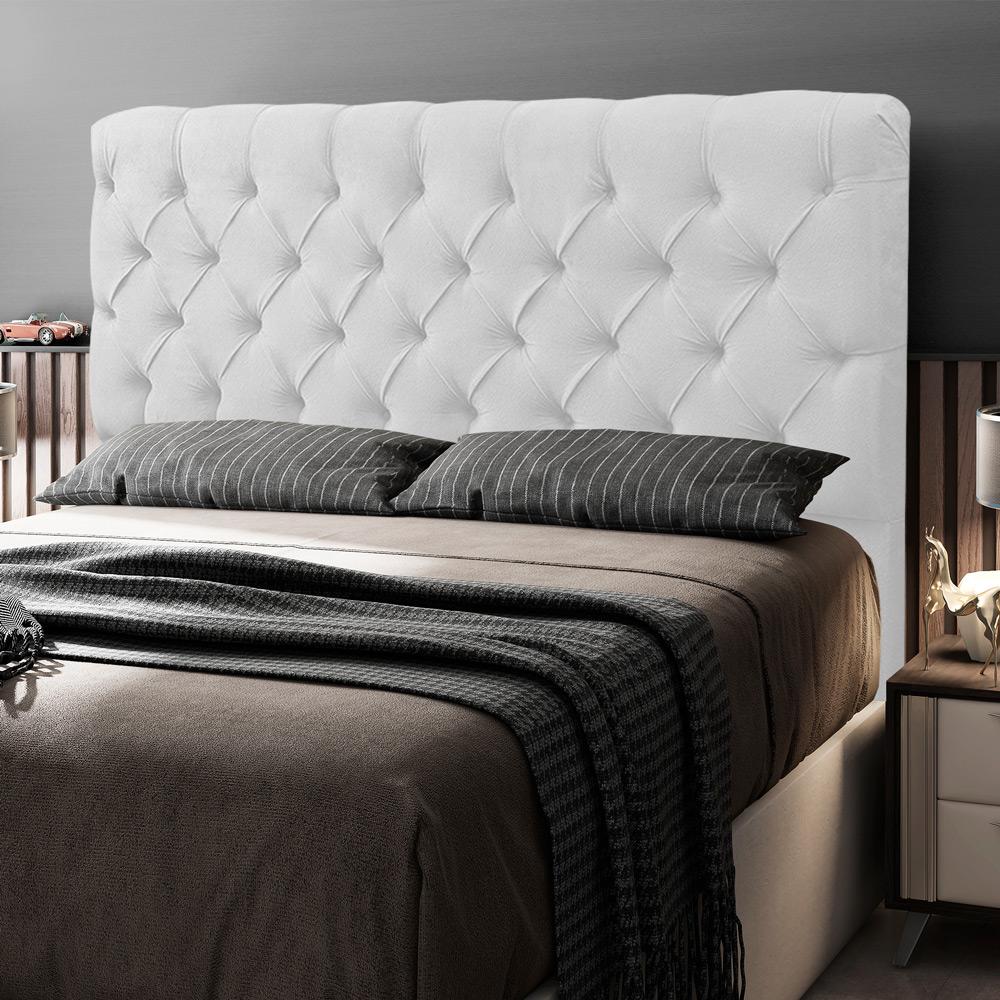Cabeceira Cama Box Casal Queen Size Lylla 160cm Capitonê com Frame Sintético Branco - Desk Design