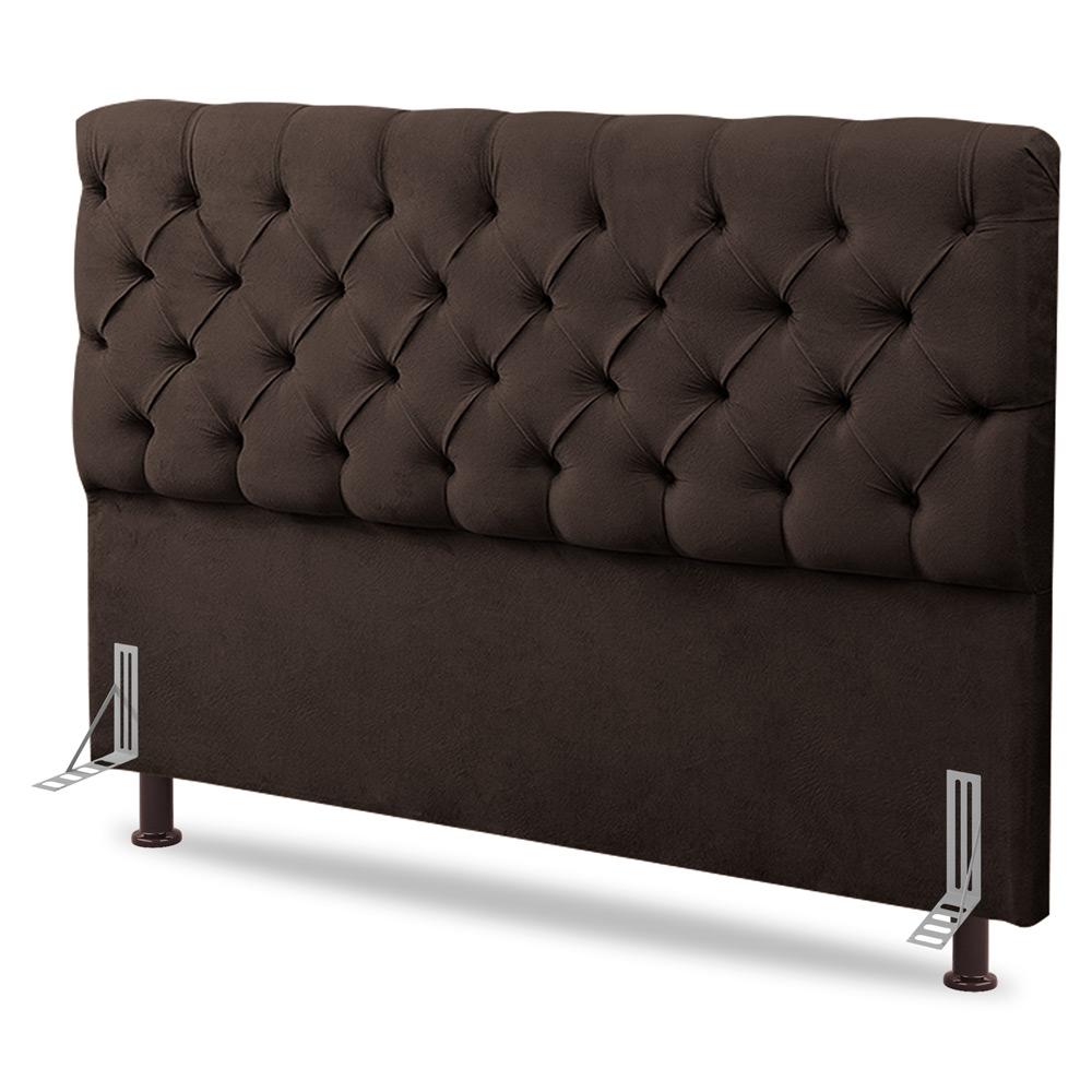 Cabeceira Cama Box Casal Queen Size Lylla 160cm Capitonê com Frame Sintético Marrom - Desk Design