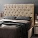 Cabeceira Cama Box Casal Queen Size Lylla 160cm Capitonê com Frame Suede Bege - Desk Design