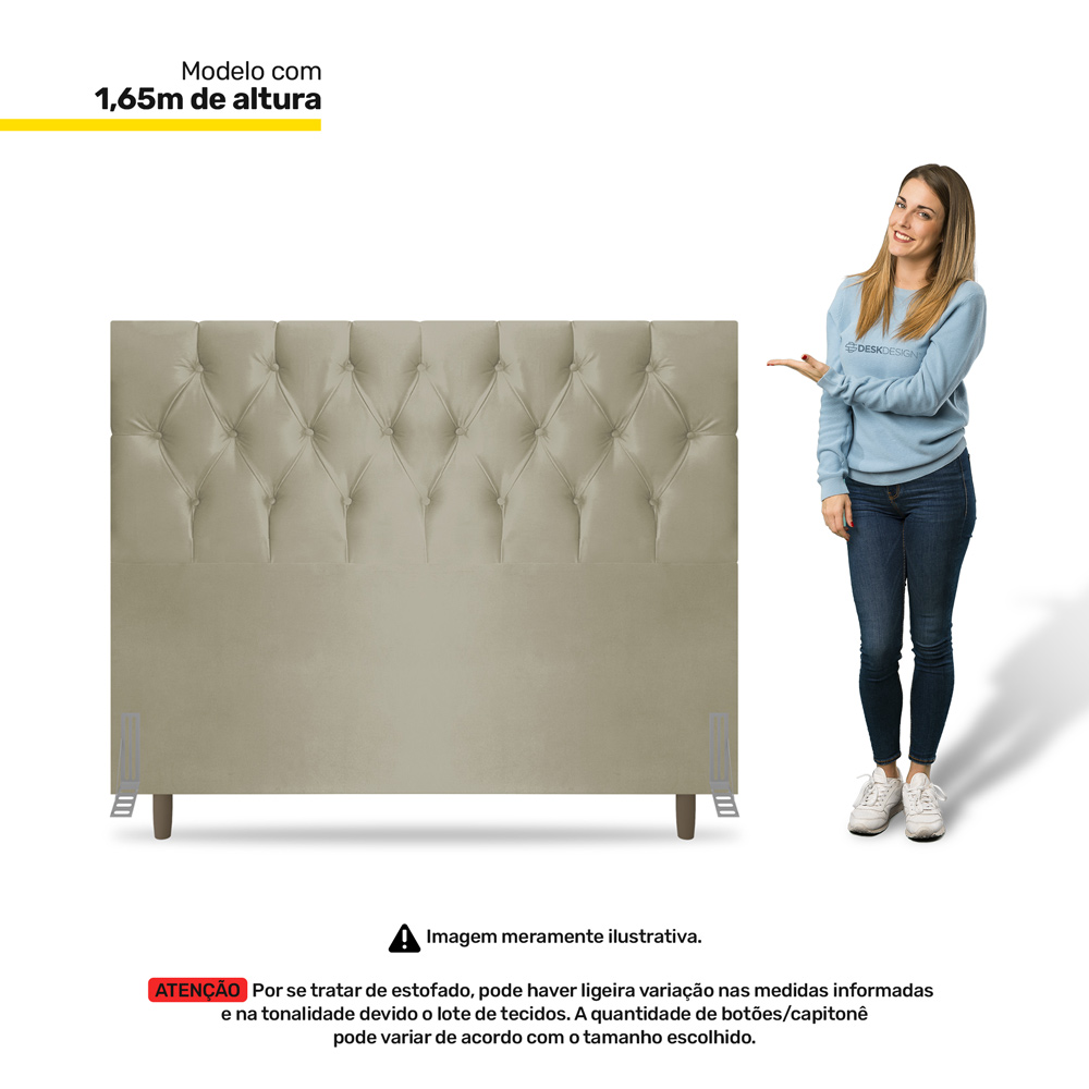 Cabeceira Cama Box Casal Queen Size Madrid 160cm Corano Bege - Desk Design