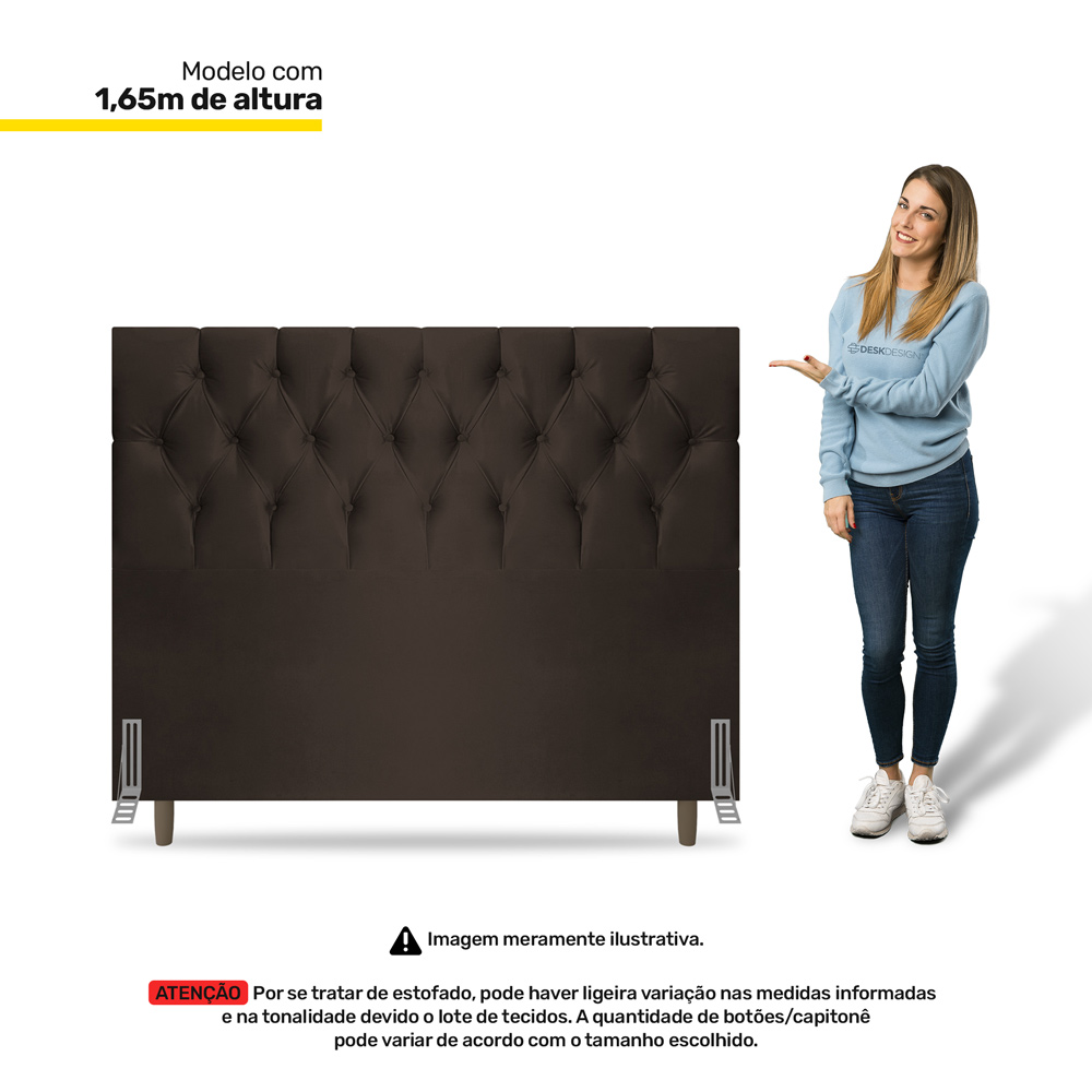 Cabeceira Cama Box Casal Queen Size Madrid 160cm Corano Marrom - Desk Design