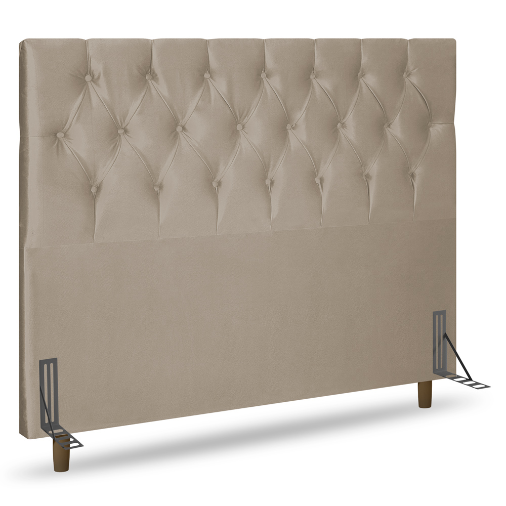 Cabeceira Cama Box Casal Queen Size Madrid 160cm Suede Bege - Desk Design