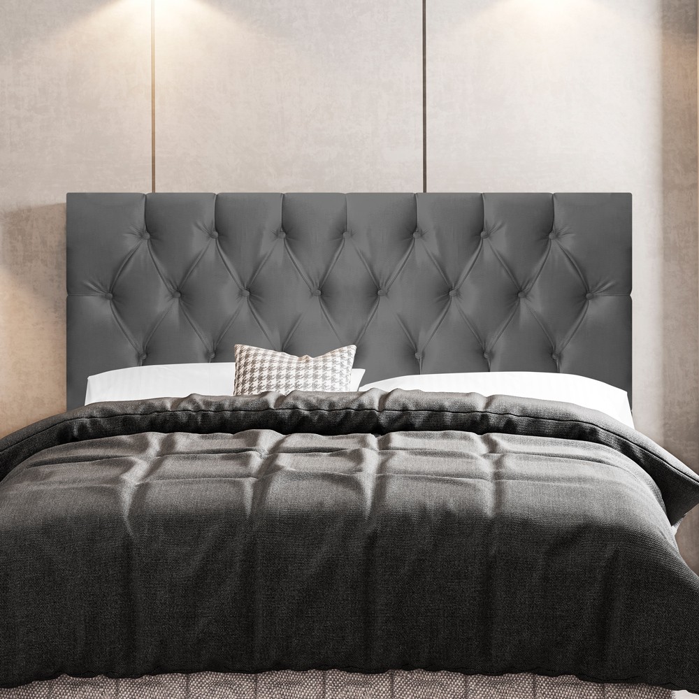Cabeceira Cama Box Casal Queen Size Madrid 160cm Suede Cinza - Desk Design