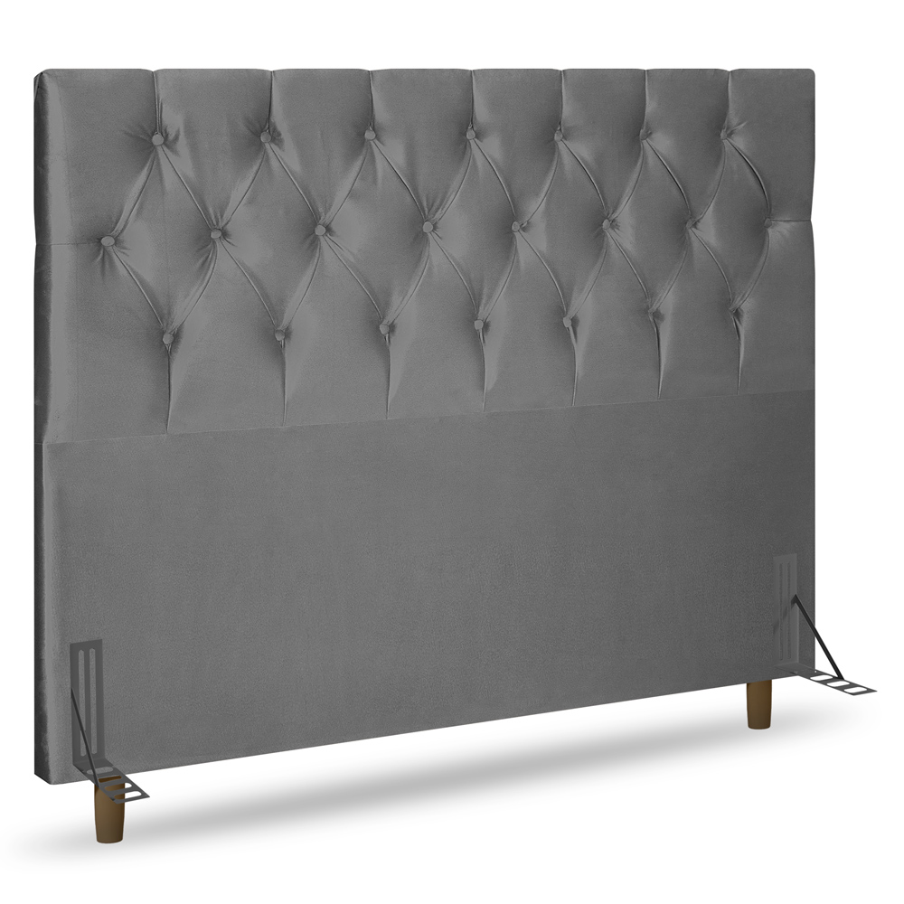 Cabeceira Cama Box Casal Queen Size Madrid 160cm Suede Cinza - Desk Design