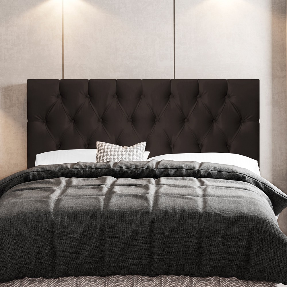 Cabeceira Cama Box Casal Queen Size Madrid 160cm Suede Marrom - Desk Design