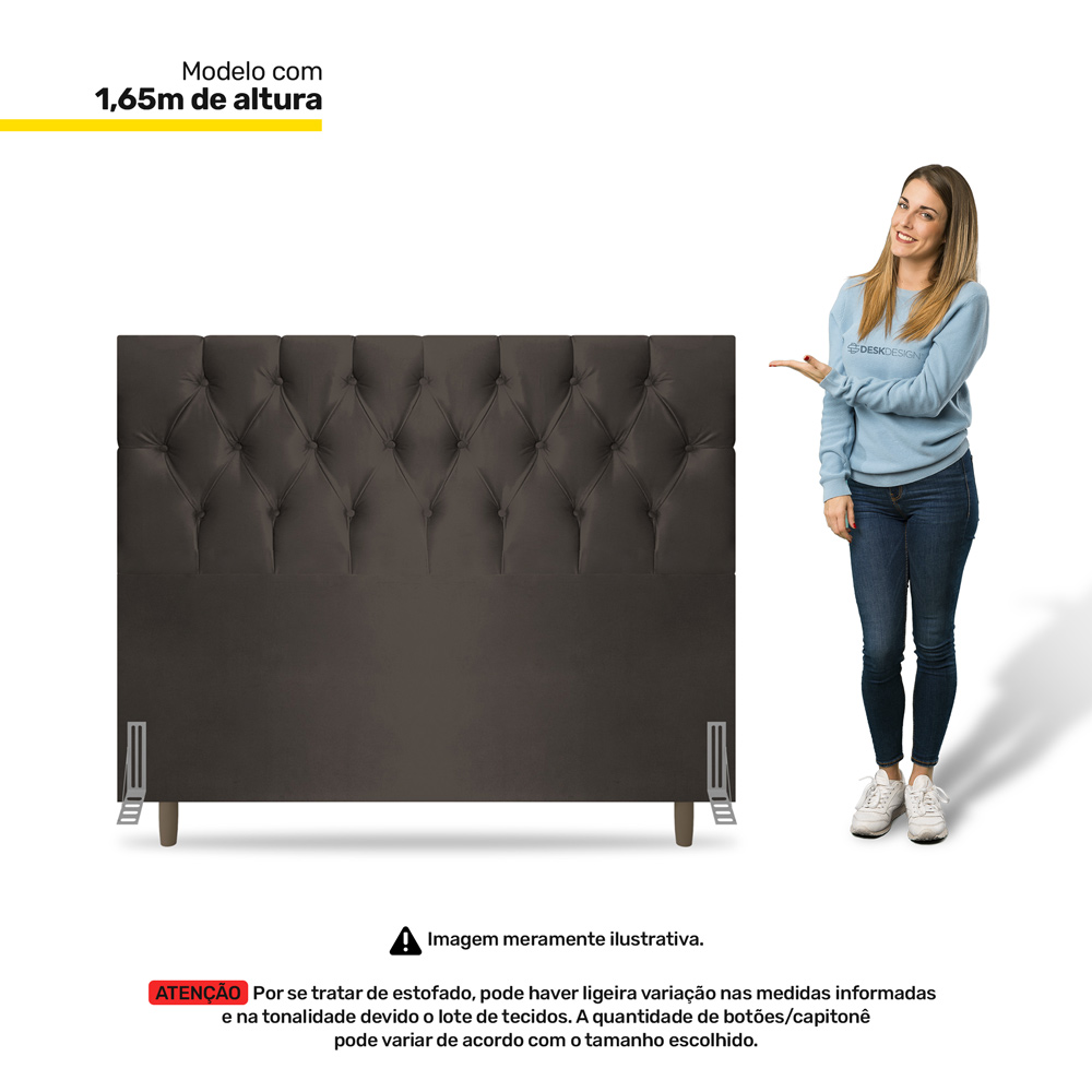 Cabeceira Cama Box Casal Queen Size Madrid 160cm Suede Marrom - Desk Design