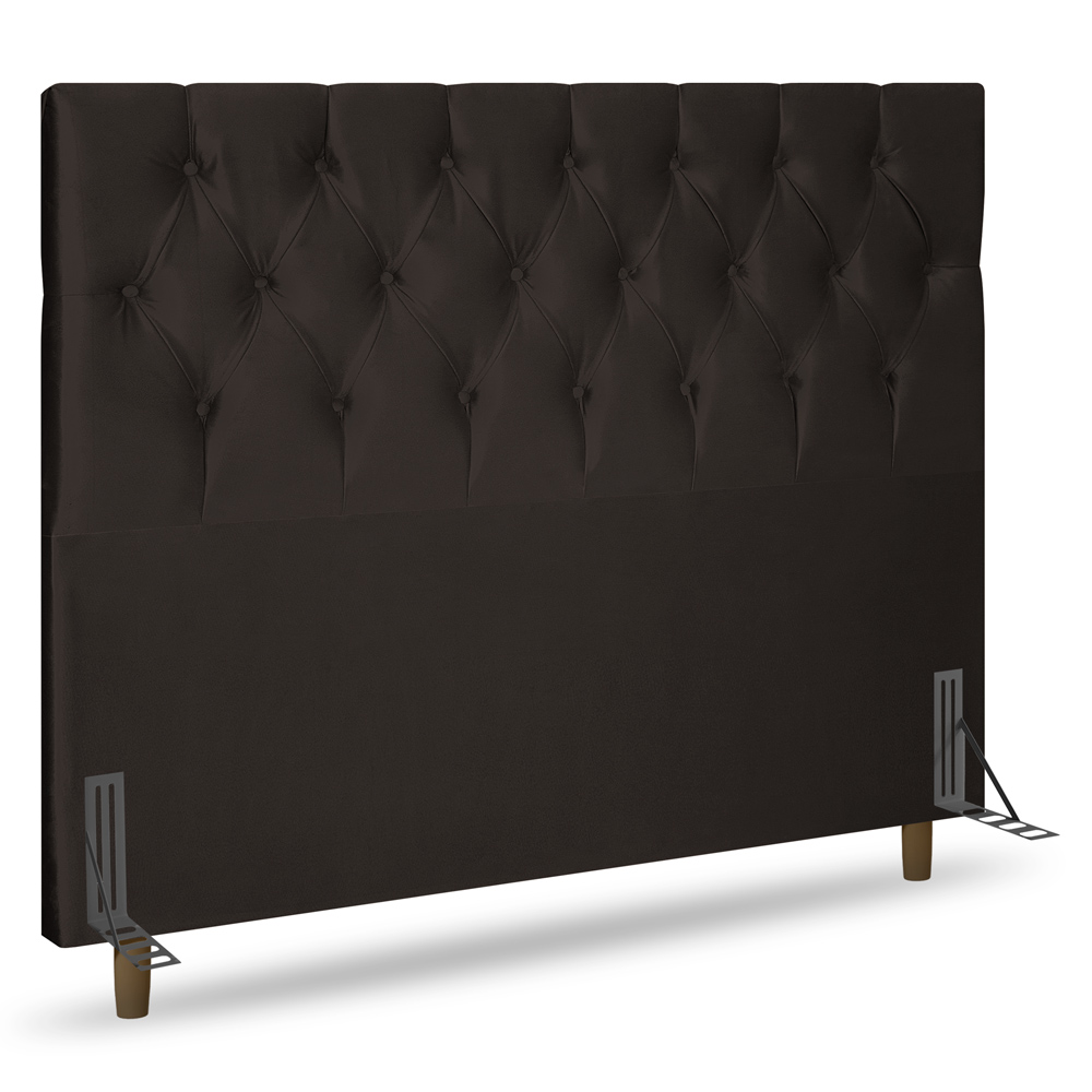 Cabeceira Cama Box Casal Queen Size Madrid 160cm Suede Marrom - Desk Design