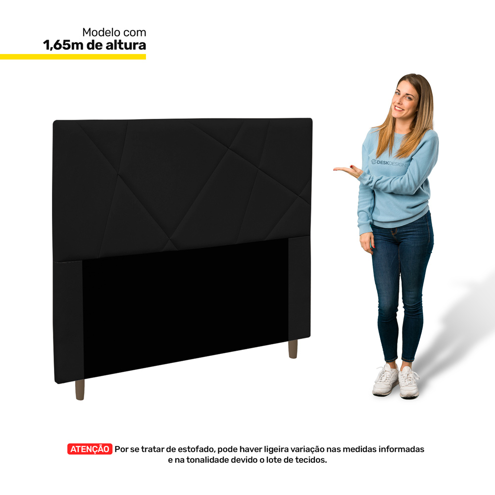 Cabeceira Cama Box Casal Queen Size Mali 160cm Corano Preto - Desk Design