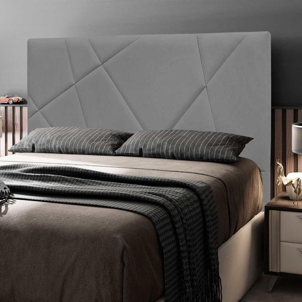 Cabeceira Cama Box Casal Queen Size Mali 160cm Veludo Cinza - Desk Design