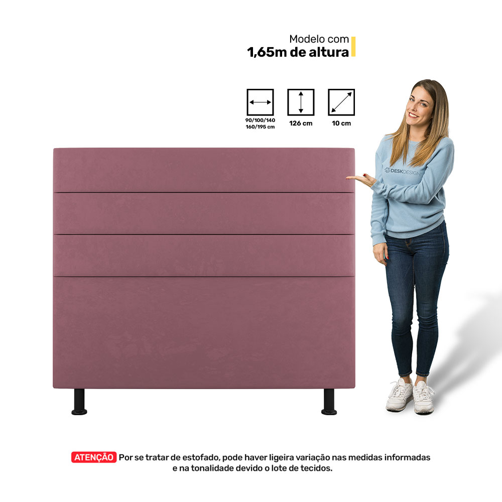 Cabeceira Cama Box Casal Queen Size Malik 160cm Suede Rosé - Desk Design
