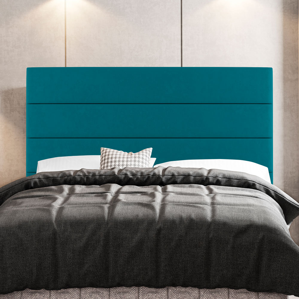 Cabeceira Cama Box Casal Queen Size Malik 160cm Suede Turquesa - Desk Design